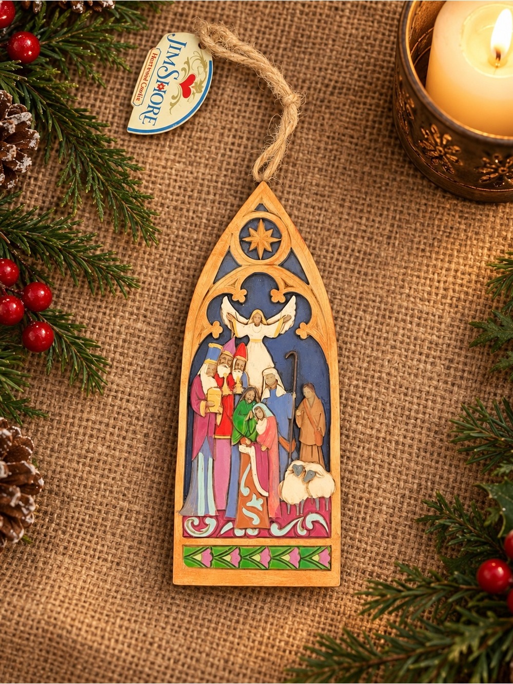 Jim Shore Cathedral Window Nativity Hanging Ornament w/ Box #4044106